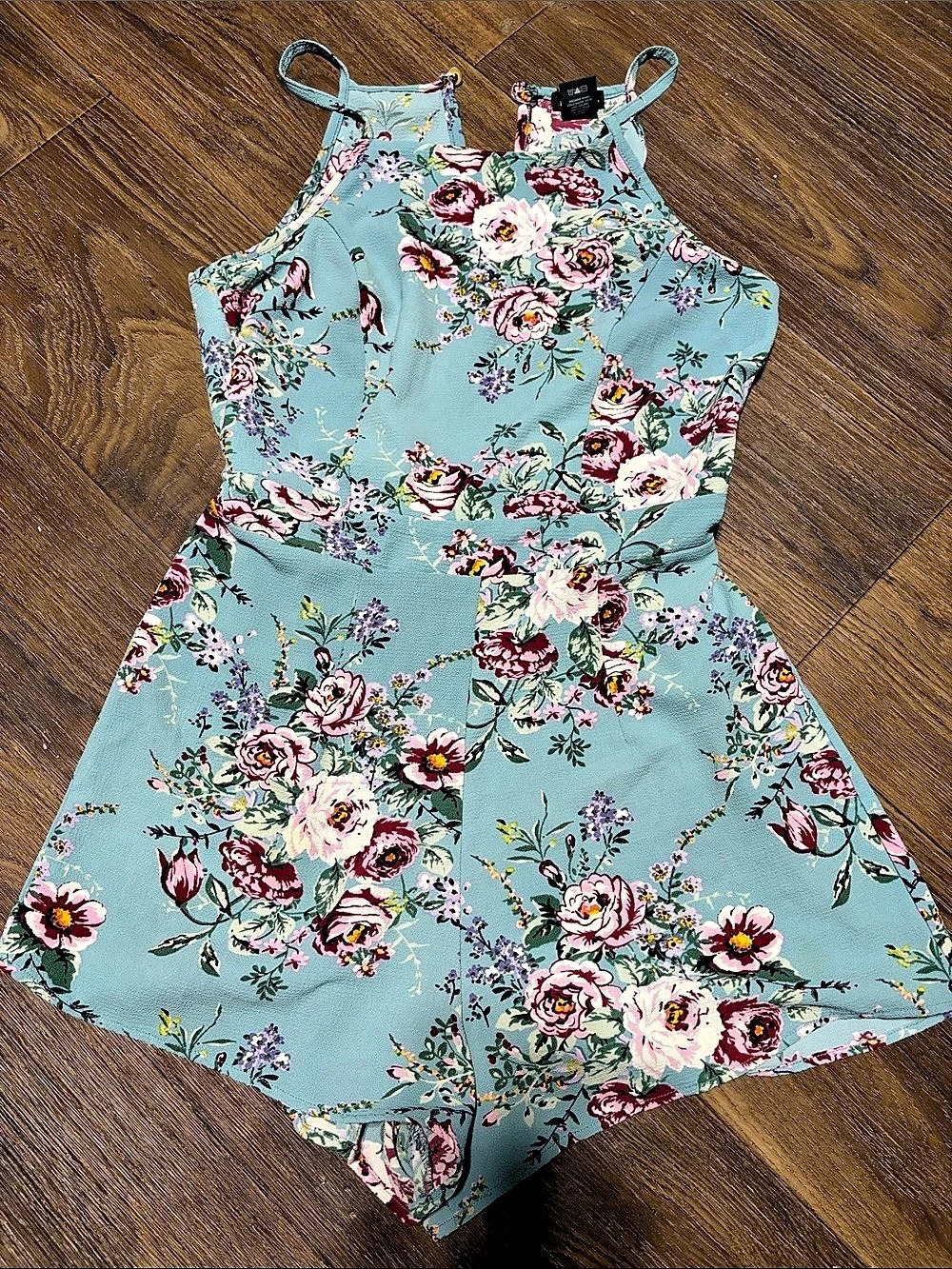 rue21 Floral Mini Romper in Blue & Pink Small